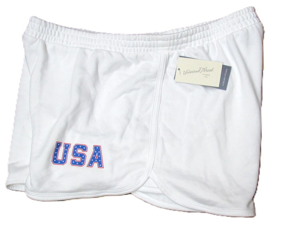 Universal Thread Women's White Athletic Shorts Size XXL USA Graphic Athleisure
